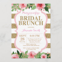 Pink and Gold Bridal Brunch Invitation Glitter