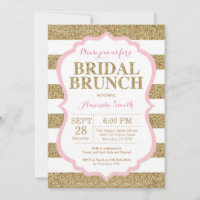 Pink and Gold Bridal Brunch Invitation Glitter