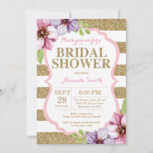 Pink and Gold Bridal Shower Invitation Floral