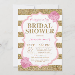 Pink and Gold Bridal Shower Invitation Glitter