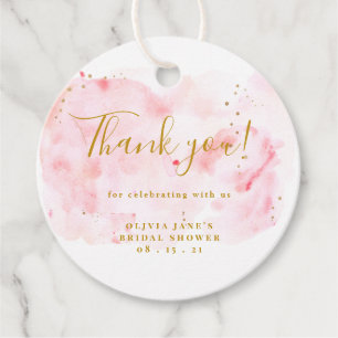 Pink And Gold Bridal Shower Thank You Favour Tags