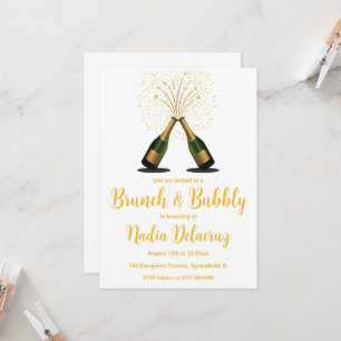 pink and gold brunch and bubbly bridal shower invitation