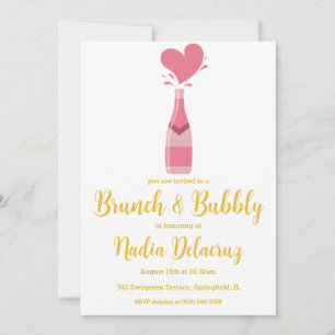 pink and gold brunch and bubbly bridal shower invitation