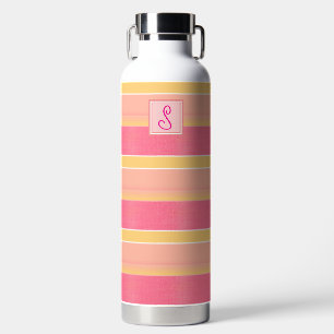 Pink and Gold Cabana Stripe Water Bottle