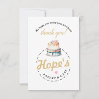 Pink and Gold Cake Bakery Flat Thank You Card