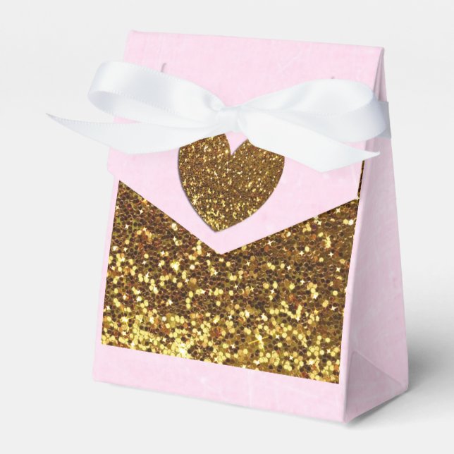 Pink and Gold Candy Party Favour Box (Front Side)