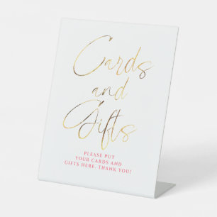 Pink and Gold Cards and Gifts Bridal Shower Pedestal Sign