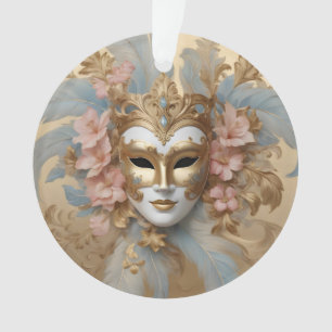 Pink and gold carnival mask ornament