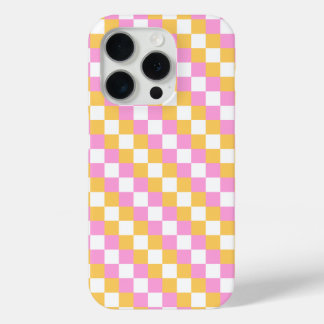 Pink and Gold Chequerboard iPhone 15 Pro Case