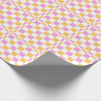 Pink and Gold Chequered Wrapping Paper