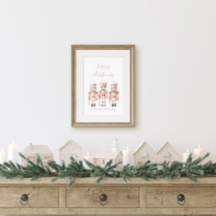Pink and Gold Christmas Nutcracker Poster