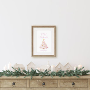 Pink and Gold Christmas Tree Poster