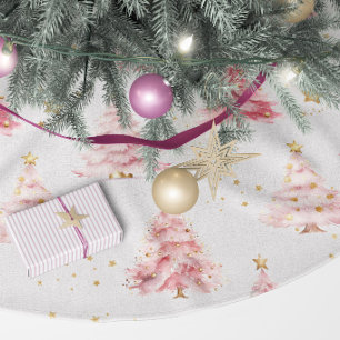 Pink and Gold Christmas Trees  Brushed Polyester Tree Skirt