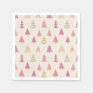 Pink and Gold Christmas Trees Napkin