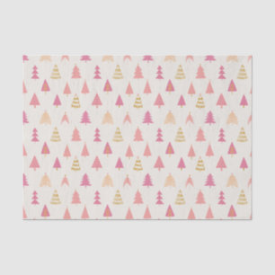 Pink and Gold Christmas Trees Tissue Paper