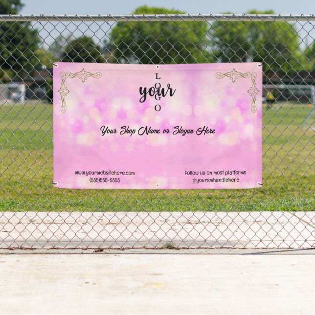 Pink and Gold Company Logo Convention Market Banner (Insitu)