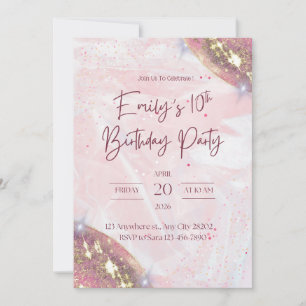Pink and Gold Confetti Birthday Party Invitation