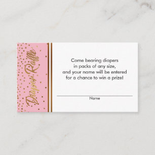 Pink and Gold Confetti Diaper Raffle Ticket Cards