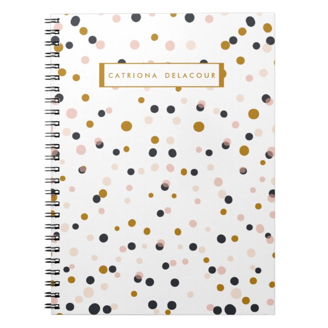 Pink and Gold Confetti Personalised Notebook (Front)