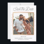 Pink and Gold Confetti Photo Save the Date Card<br><div class="desc">Announce your wedding day to family and friends with this customisable photo save the date announcements. This modern save the date announcement features pink watercolor brushstrokes and faux gold confetti with a retro script.</div>