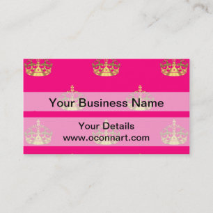 Pink and gold crown pattern business card