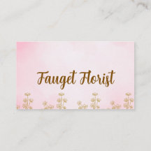 pink and gold cute watercolor floral business card