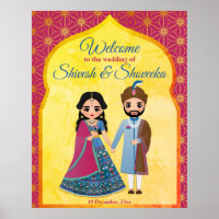 Pink and gold design border indian wedding welcome
