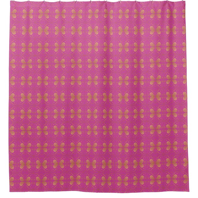 Pink and Gold Design Shower Curtain (Front)