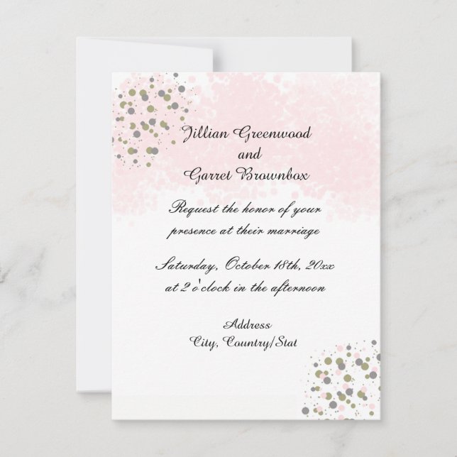 Pink and Gold Dots Wedding Invitation (Front)
