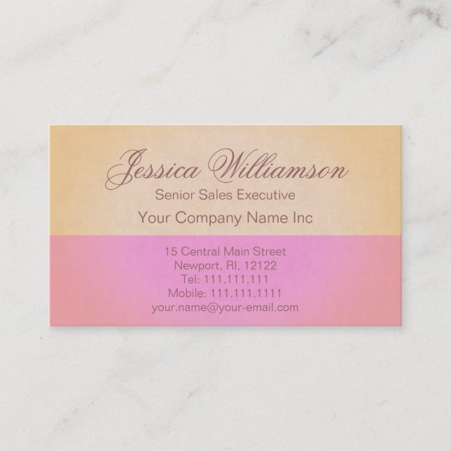 Pink and Gold Elegant Contemporary Lady's Chic Business Card (Front)