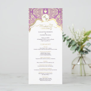 Pink and gold elegant ornate wedding program  programme