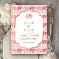 Pink and Gold Elephant Indian Wedding Photo