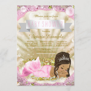 Pink and Gold Ethnic Mermaid Baby Shower Invitation
