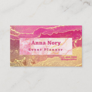 Pink And Gold Event Planner Business Card