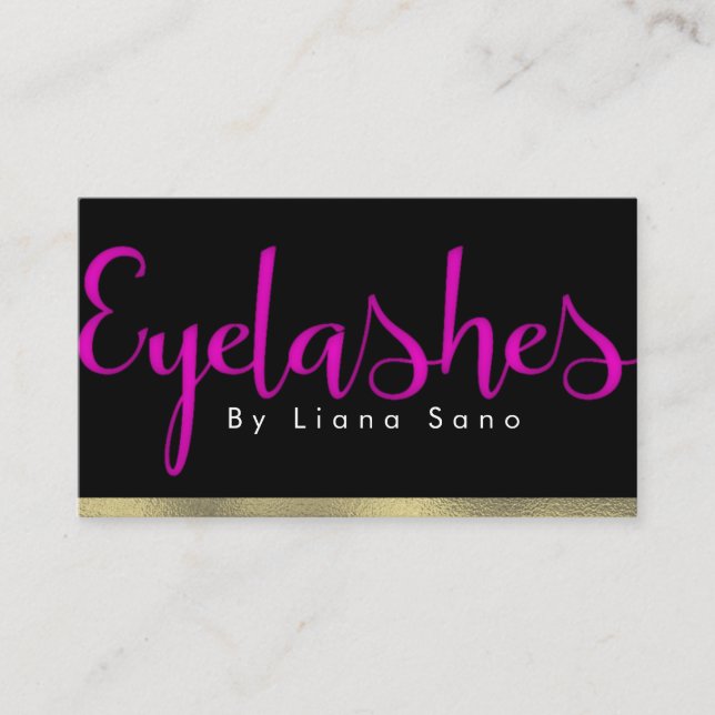 Pink and Gold Eyelash Artist Extensions Artistry Business Card (Front)