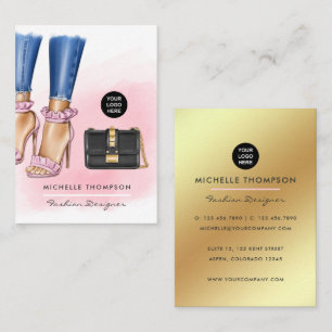 Pink and Gold Fashion Business Card