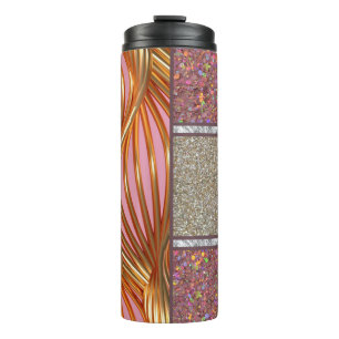 Pink and Gold   faux glitter Thermal Tumbler