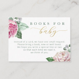 Pink and Gold Floral Baby Shower Book Request Encl Enclosure Card