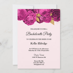 Pink And Gold Floral Bachelorette Party Invitation
