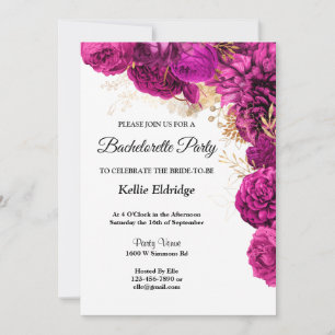 Pink And Gold Floral Bachelorette Party Invitation