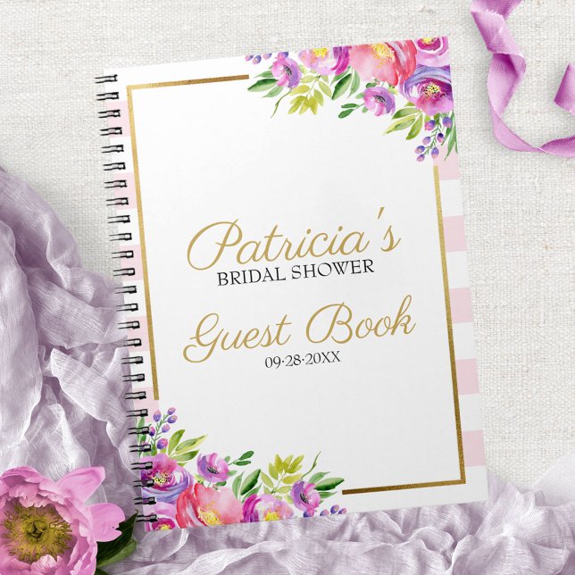 Pink and Gold Floral Bridal Shower Guest Book (Creator Uploaded)