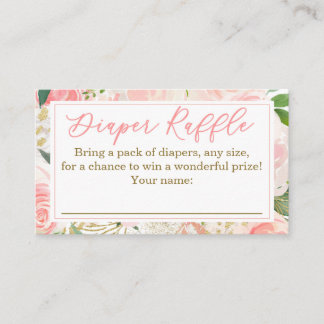 Pink and Gold Floral Diaper Raffle Tickets