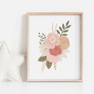Pink and Gold Floral Greenery Girl Nursery Decor