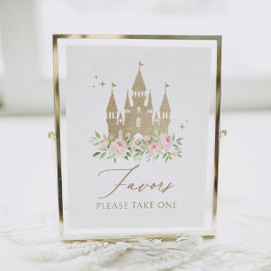 Pink and Gold Floral Princess Birthday Favours Sig Poster