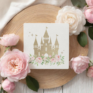 Pink And Gold Floral Princess Birthday Square Sticker