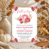 Pink and Gold Floral Pumpkins Fall Wedding