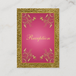 Pink and Gold Floral Reception Enclosure Card