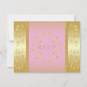 Pink and Gold Floral RSVP Card