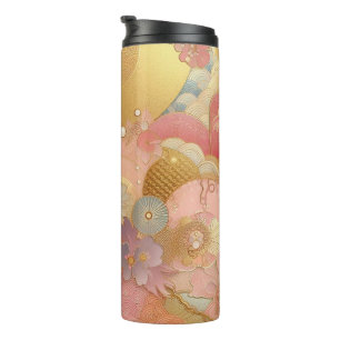 Pink And Gold Floral  Thermal Tumbler