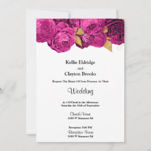 Pink And Gold Floral Wedding Invitation